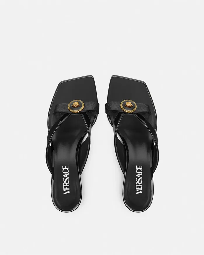 Versace Gianni Ribbon Mules 45 Mm Blackgold Women Sandals