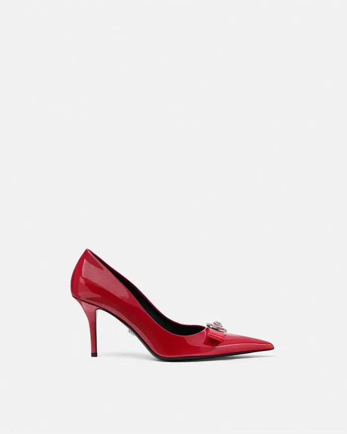 Versace Gianni Ribbon Patent Pumps 85 Mm Red Women Pumps and Slingbacks
