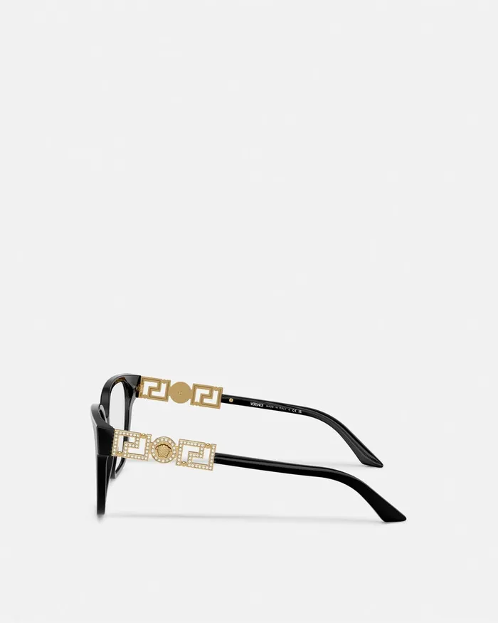 Versace Greca Strass Glasses Blackgold Women Eyeglass Frames
