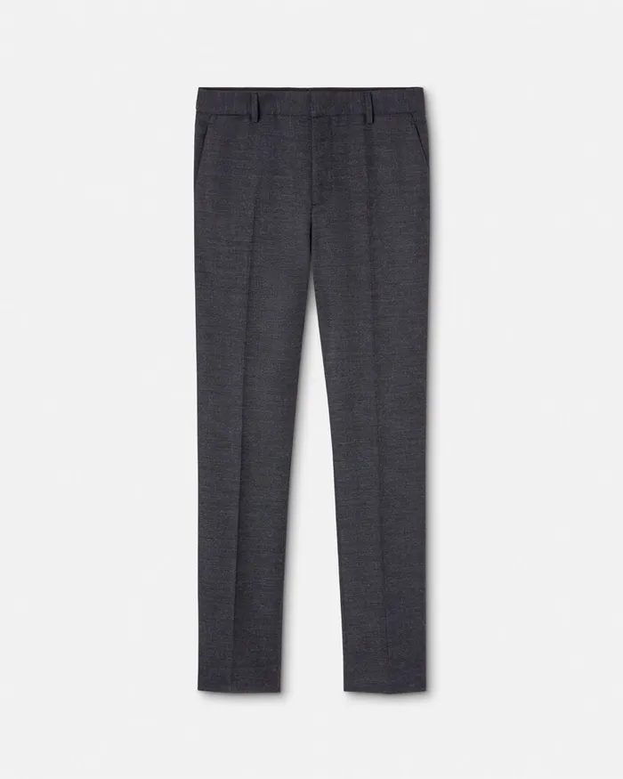 Versace Herringbone Wool Formal Pants Gray Men Blazers and Suits