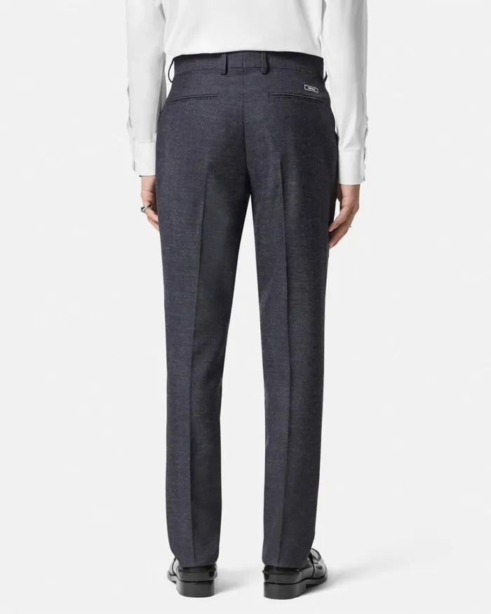 Versace Herringbone Wool Formal Pants Gray Men Blazers and Suits