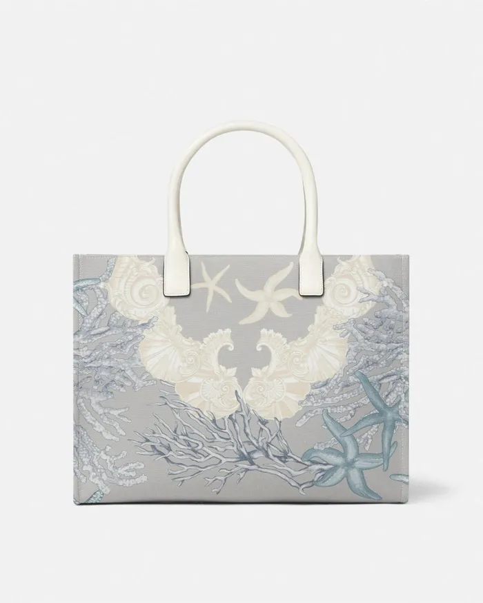 Versace La Medusa Barocco Sea Canvas Tote Bag Blueprint Women Totes
