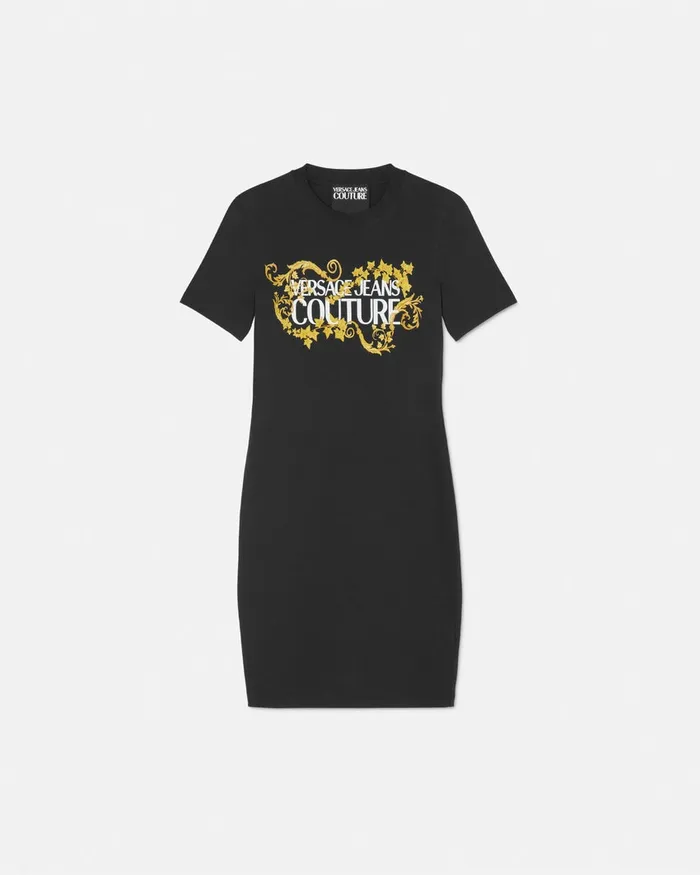 Versace Logo TShirt Dress Blackgold Women Jeans Couture