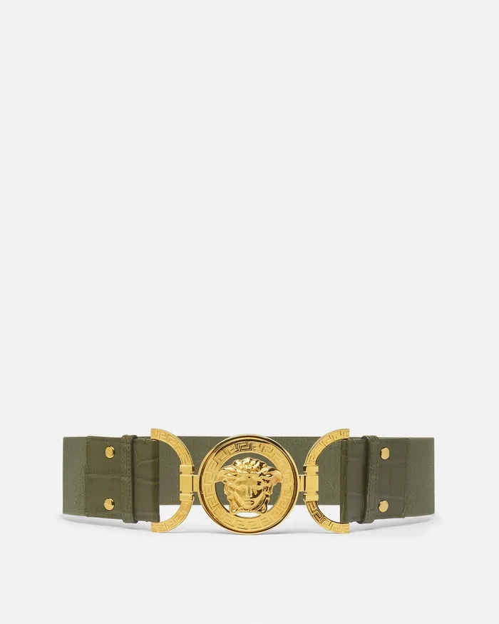 Versace Medusa 03995 CrocEffect Belt 24034 Green Women Belts