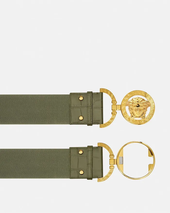 Versace Medusa 03995 CrocEffect Belt 24034 Green Women Belts