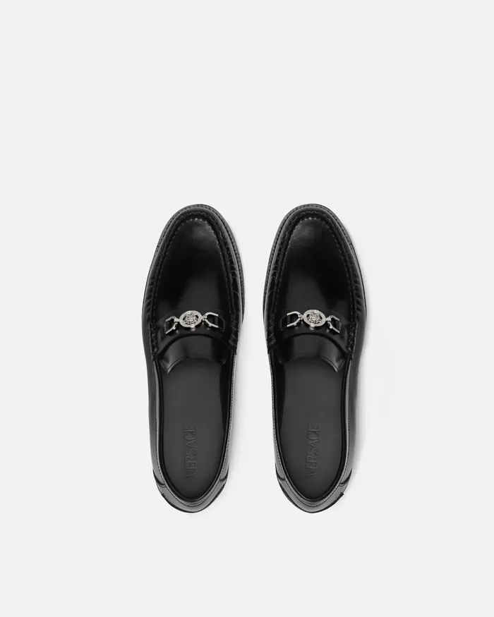 Versace Medusa 03995 Loafers Blacksilver Men Loafers and Slippers