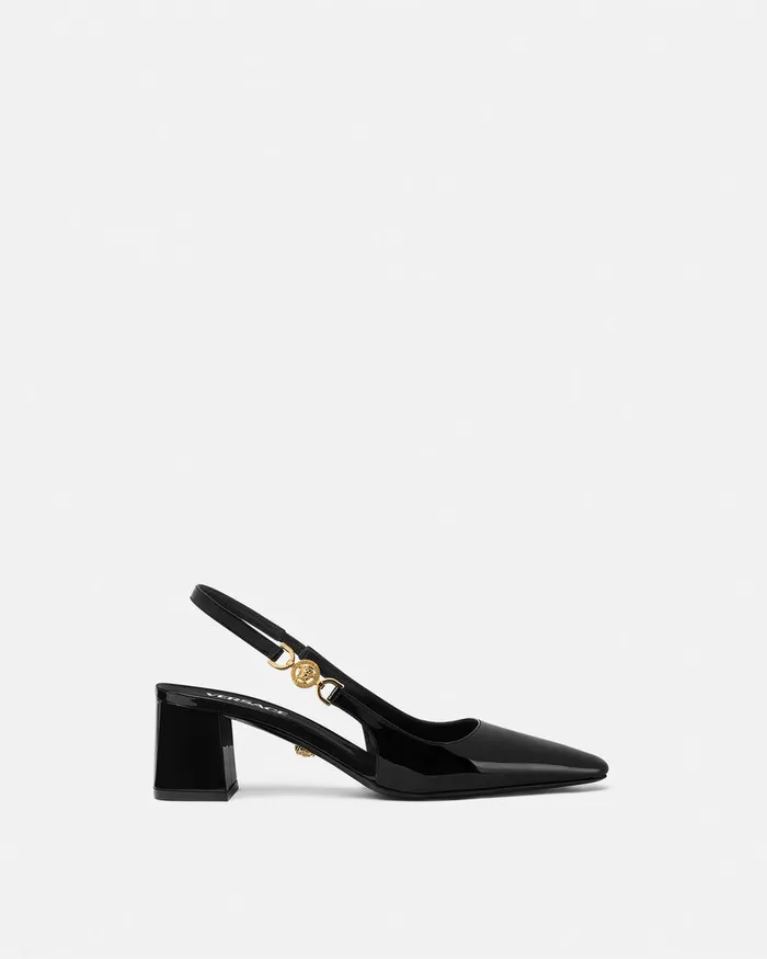 Versace Medusa 03995 Slingback Pumps 55 Mm Blackgold Women Pumps and Slingbacks