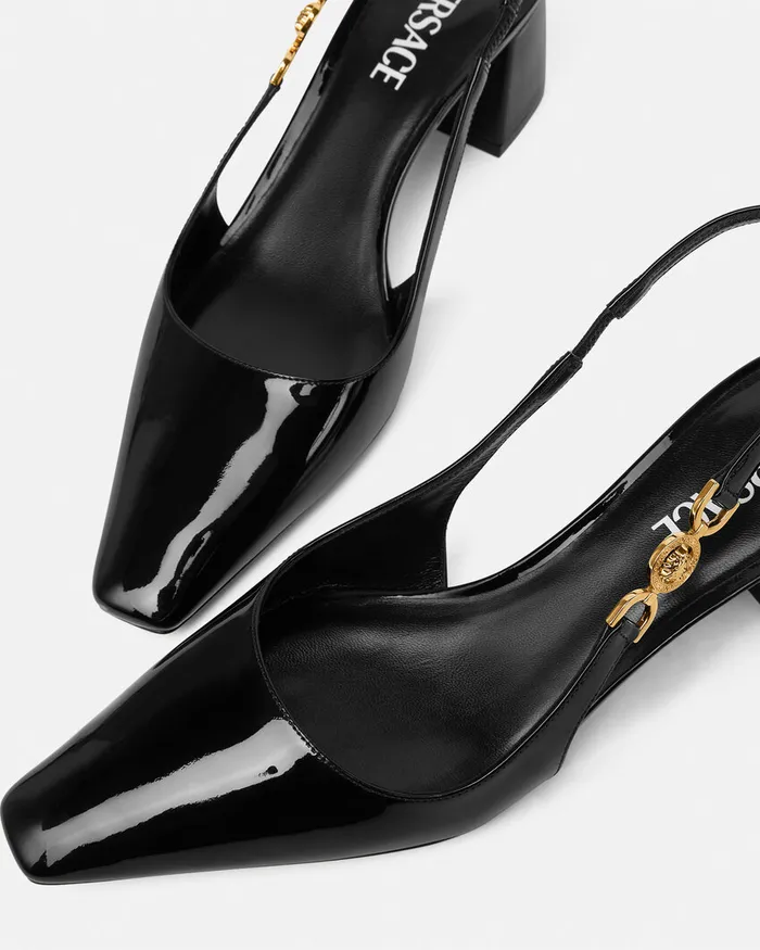 Versace Medusa 03995 Slingback Pumps 55 Mm Blackgold Women Pumps and Slingbacks