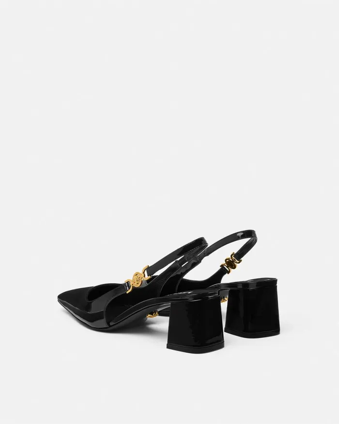 Versace Medusa 03995 Slingback Pumps 55 Mm Blackgold Women Pumps and Slingbacks