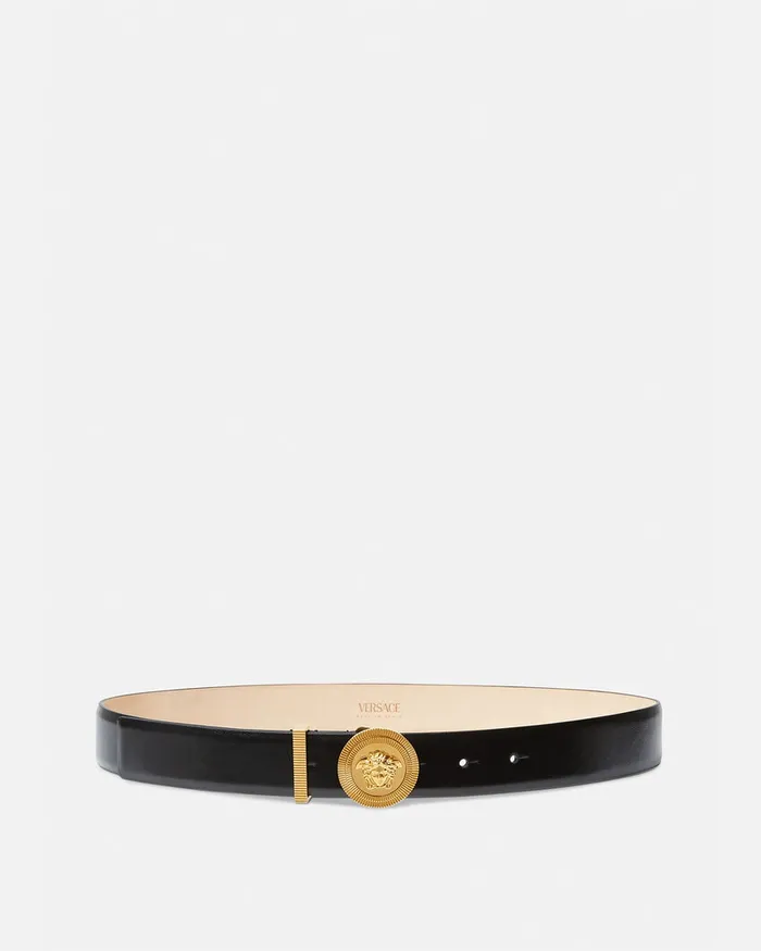 Versace Medusa Biggie Leather Belt 3 Cm Blackgold Women Belts