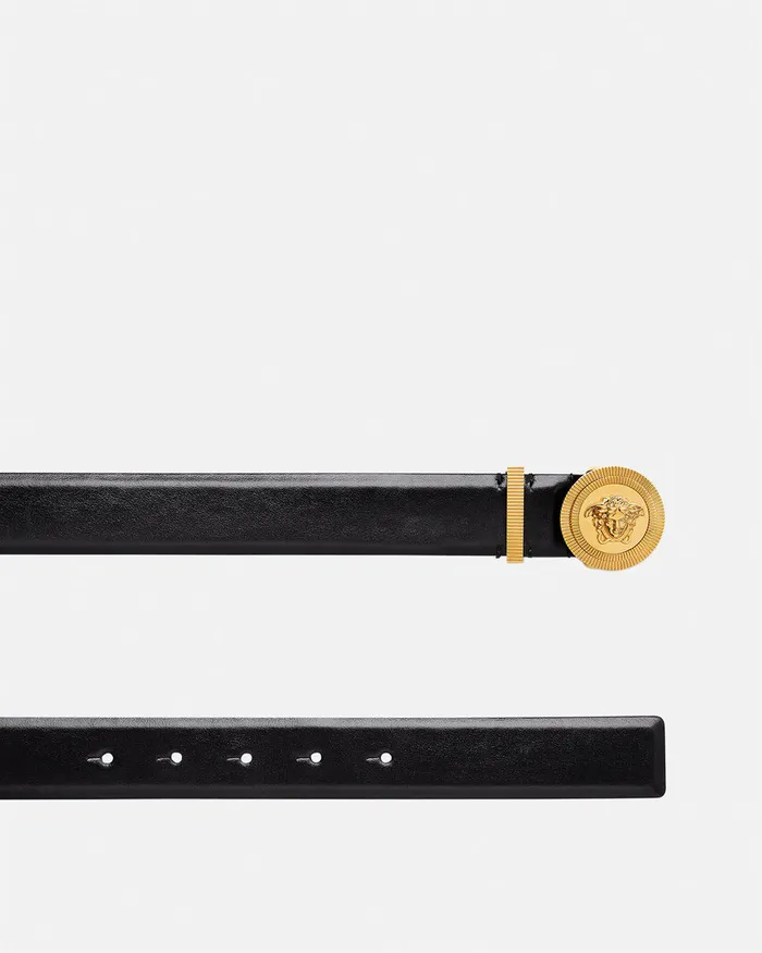 Versace Medusa Biggie Leather Belt 3 Cm Blackgold Women Belts
