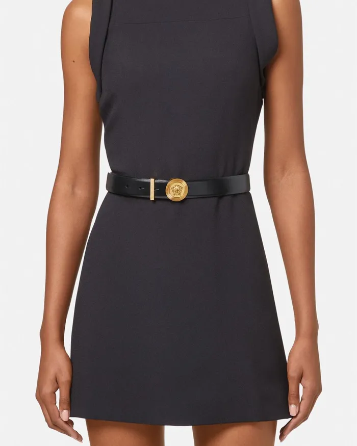 Versace Medusa Biggie Leather Belt 3 Cm Blackgold Women Belts