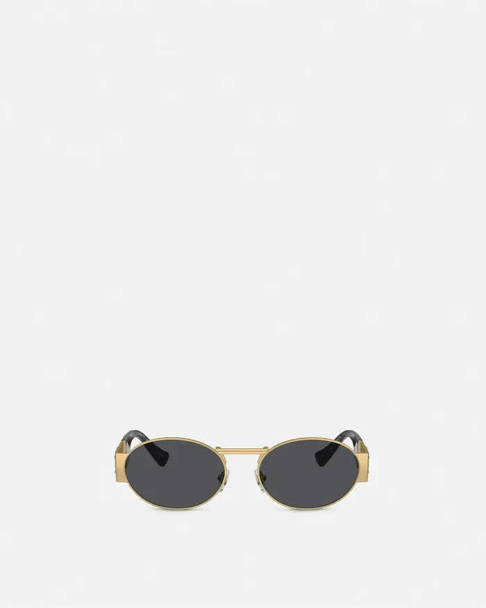 Versace Medusa Deco Oval Sunglasses Blackgold WomenMen Sunglasses