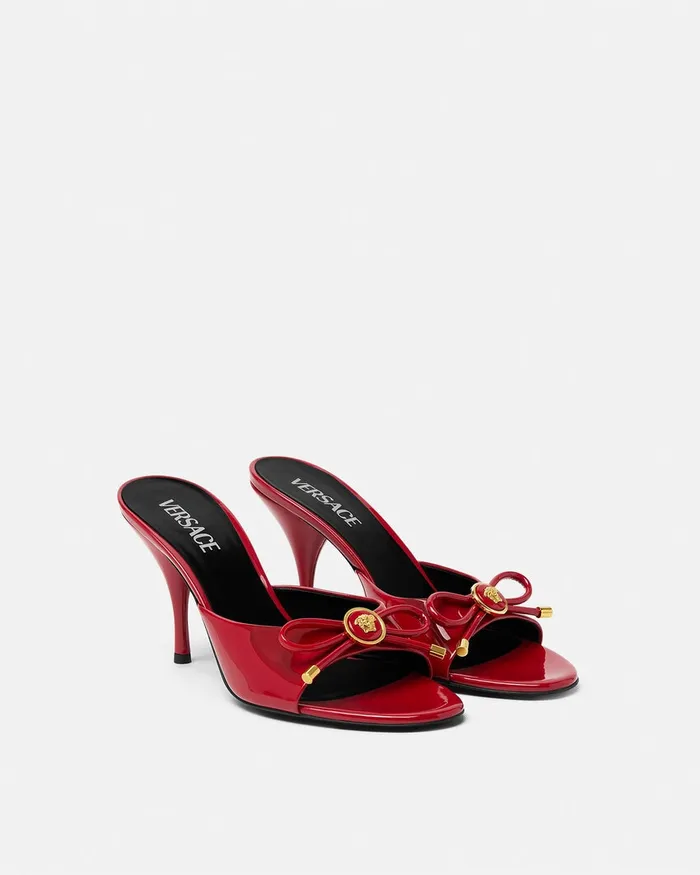 Versace Opera Bow Patent Mules 85 Mm Red Women Sandals