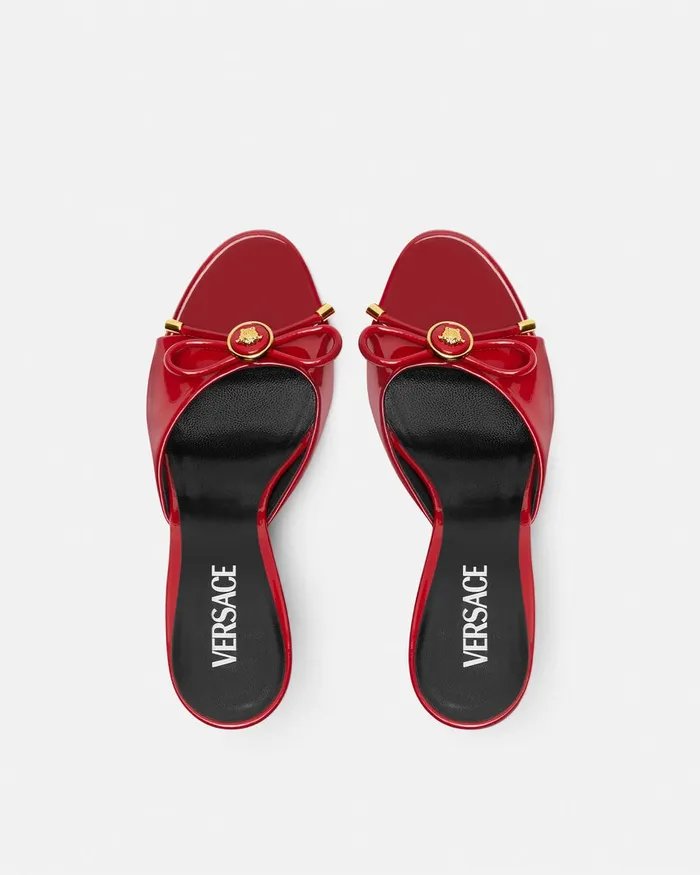 Versace Opera Bow Patent Mules 85 Mm Red Women Sandals