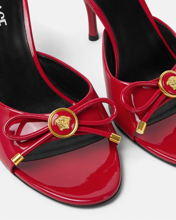 Versace Opera Bow Patent Mules 85 Mm Red Women Sandals