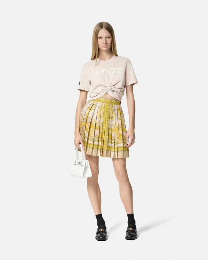 Versace Safety Pin Crop Logo TShirt Light Pink Women TShirts and Sweatshirts