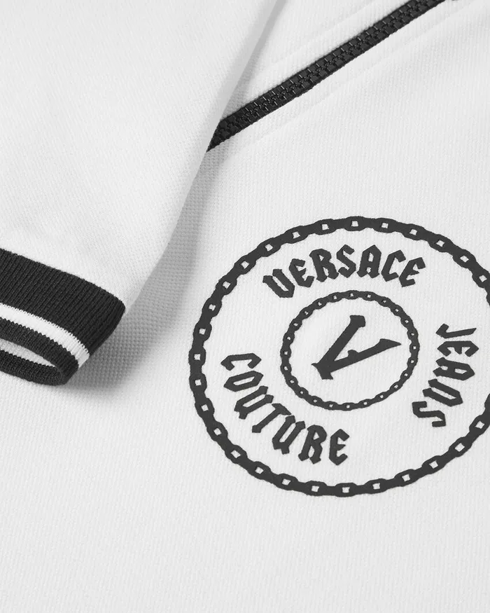 Versace VEmblem SlimFit Polo Shirt Whiteprint Men Jeans Couture