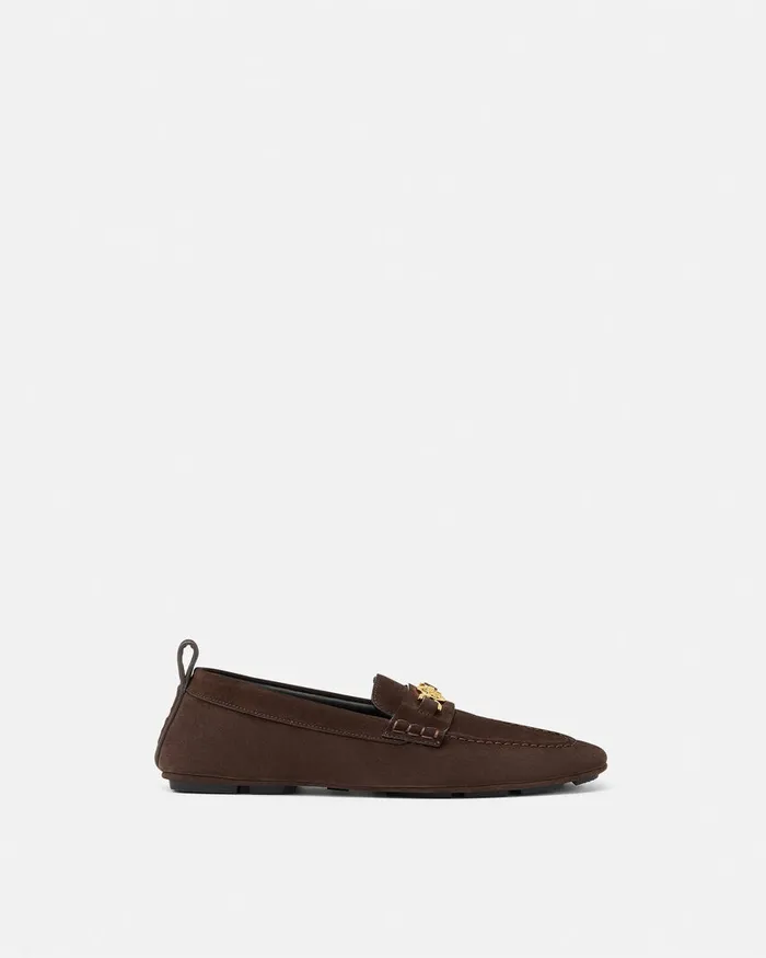 Versace Villa Suede Driver Shoes 1nb3v Men Loafers and Slippers