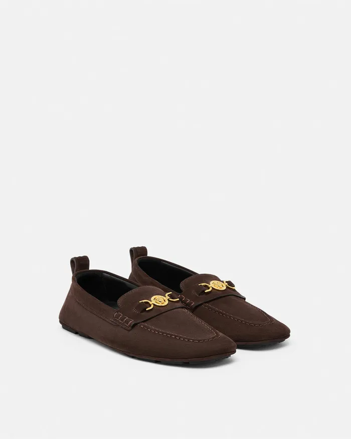 Versace Villa Suede Driver Shoes 1nb3v Men Loafers and Slippers