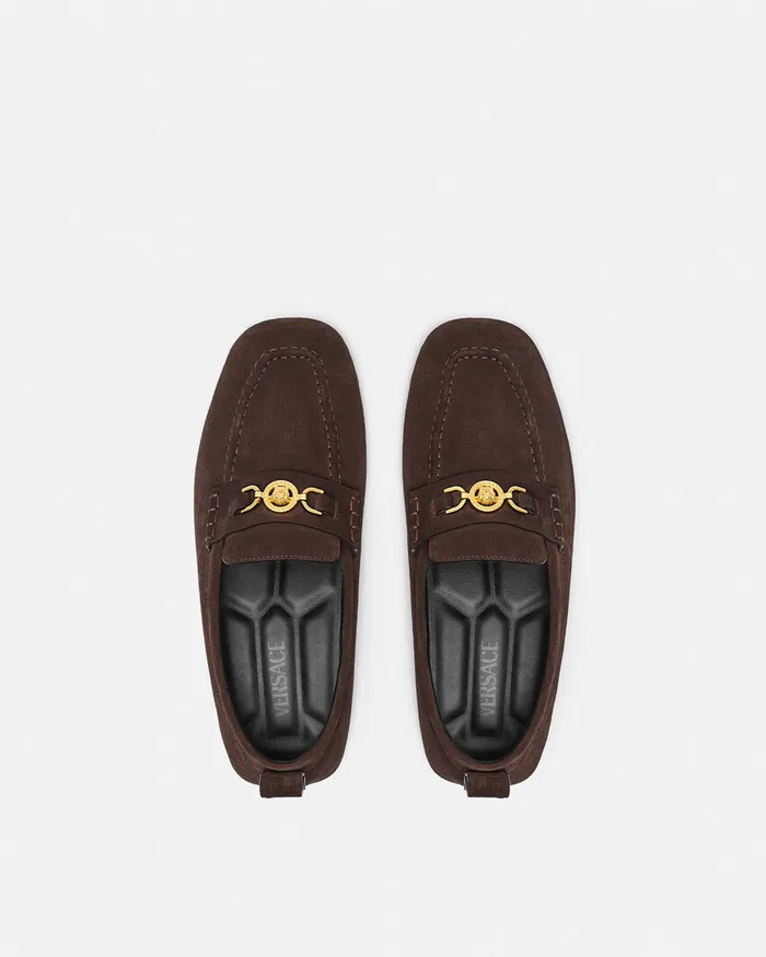 Versace Villa Suede Driver Shoes 1nb3v Men Loafers and Slippers