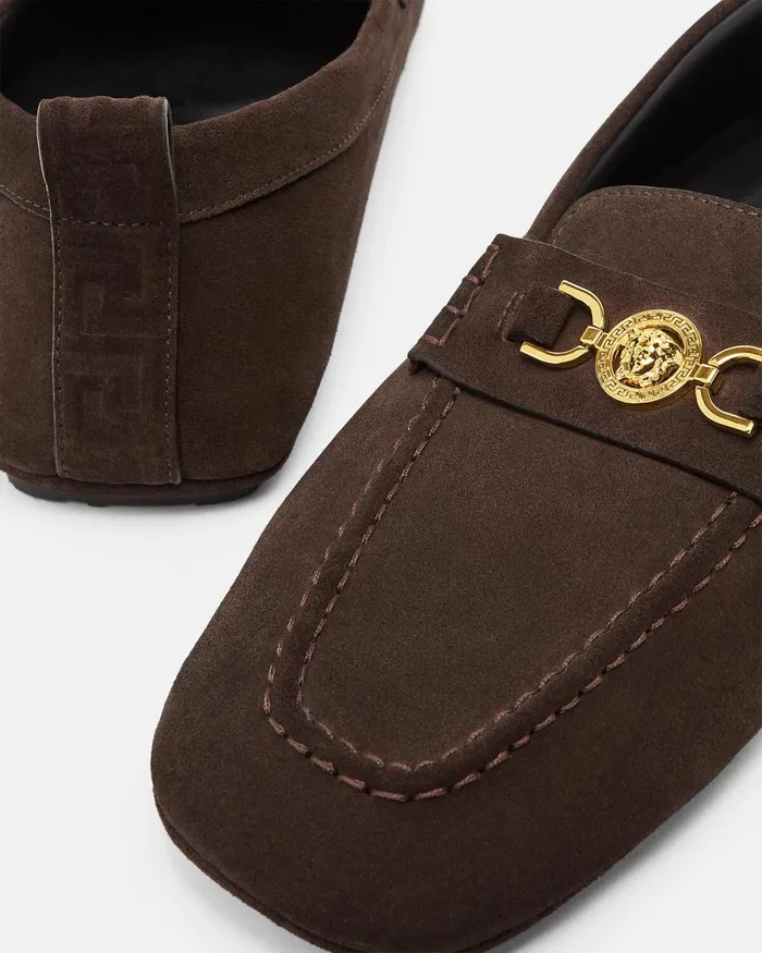 Versace Villa Suede Driver Shoes 1nb3v Men Loafers and Slippers