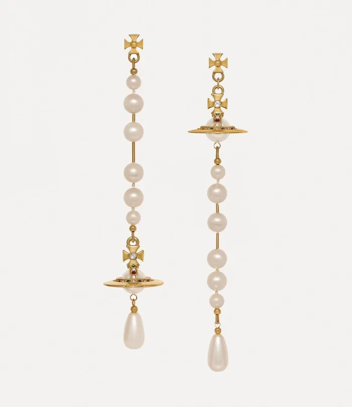 Vivienne Westwood Earrings Women Broken Pearl Earrings Goldpearlmulti