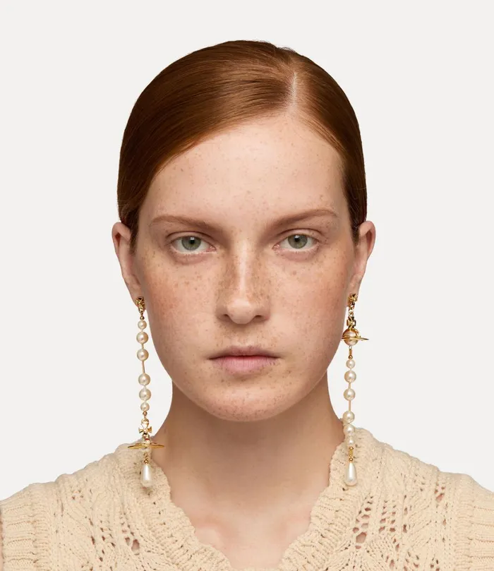 Vivienne Westwood Earrings Women Broken Pearl Earrings Goldpearlmulti