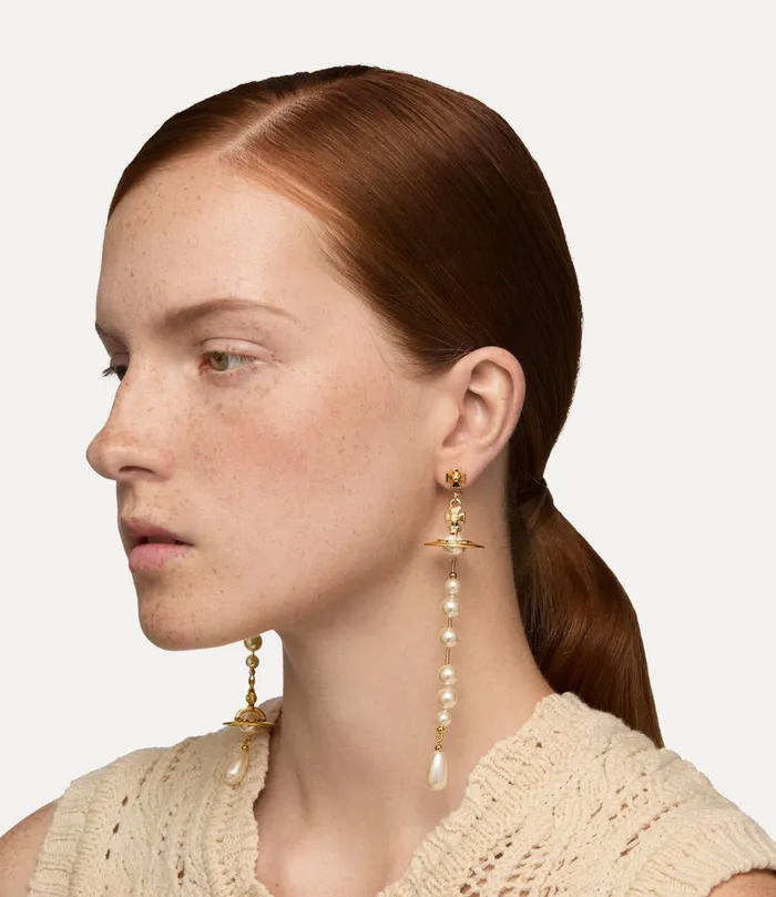 Vivienne Westwood Earrings Women Broken Pearl Earrings Goldpearlmulti