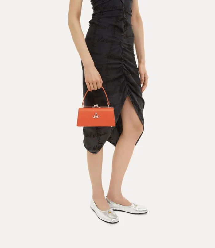 Vivienne Westwood Handbags Women Extra Large Doll Frame Purse Orange