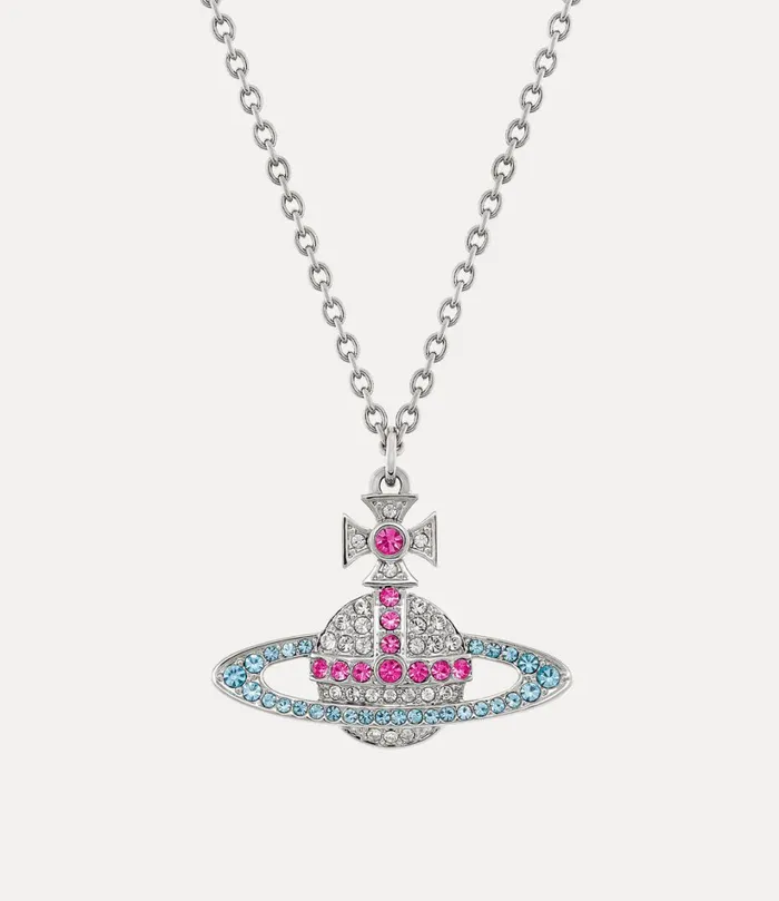 Vivienne Westwood Necklaces Women Kika Pendant Necklace Platinum Crystal Fuchsia Indicolite Crystal