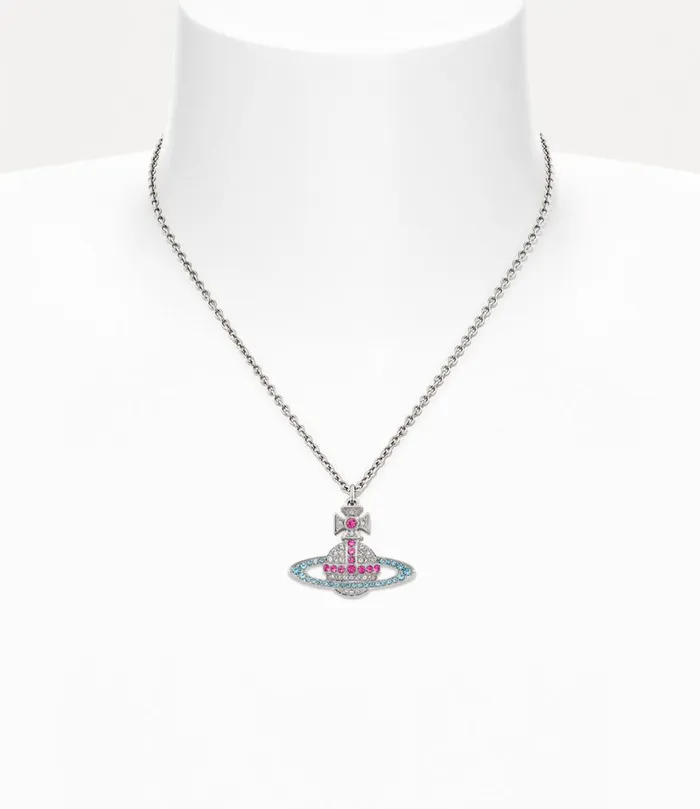 Vivienne Westwood Necklaces Women Kika Pendant Necklace Platinum Crystal Fuchsia Indicolite Crystal
