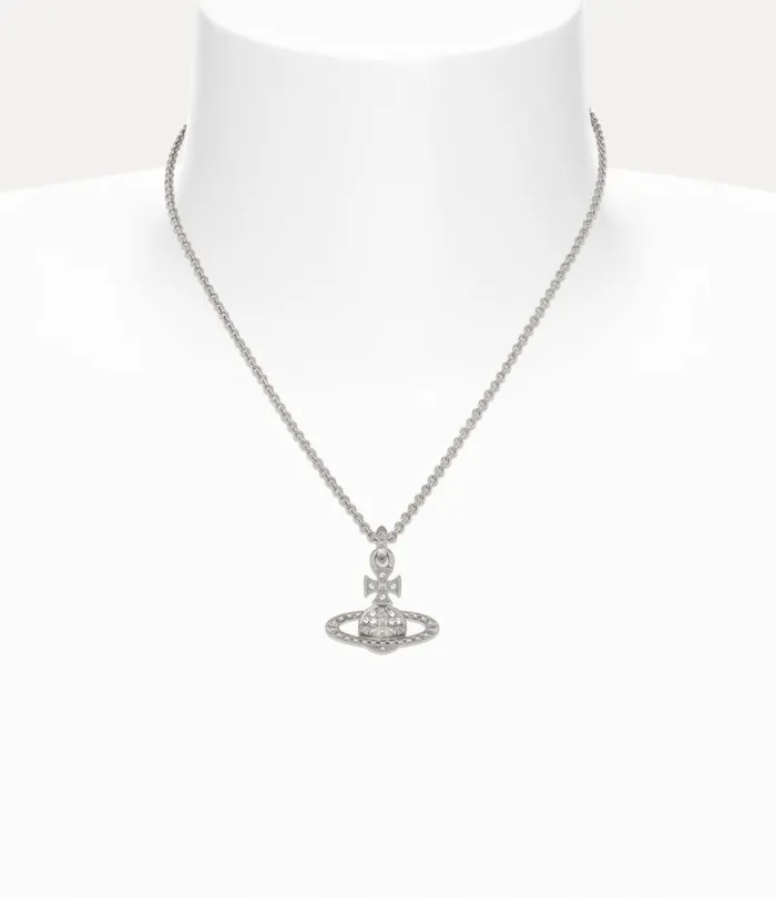 Vivienne Westwood Necklaces Women Mayfair Bas Relief Pendant Necklace Rhodium Crystal Crystal
