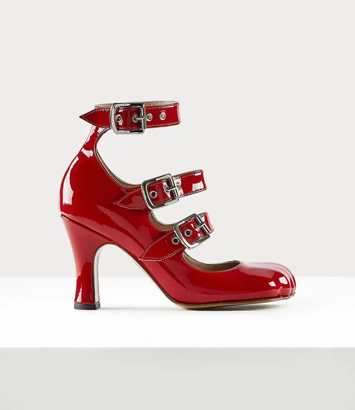 Vivienne Westwood Pumps Women Animal Toe Three Strap Shoe Red