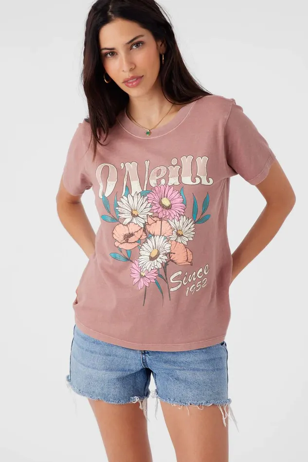 WITH FLOWERS TEE Burlwood Women O039NEILL Clothing