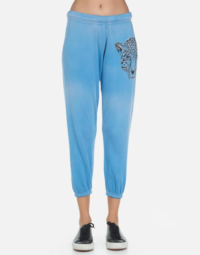 Women039s Alana Heart Leopard Faded Riptide Lauren Moshi Crop Sweatpants