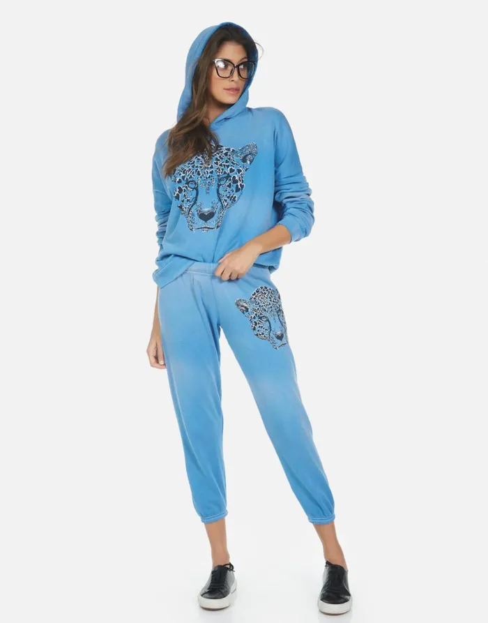 Women039s Alana Heart Leopard Faded Riptide Lauren Moshi Crop Sweatpants