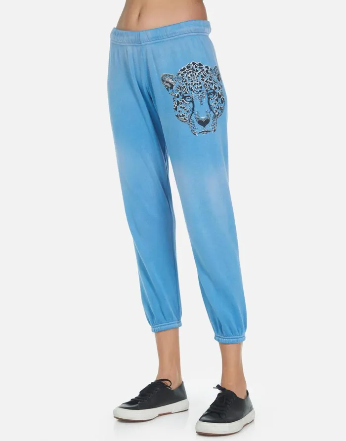 Women039s Alana Heart Leopard Faded Riptide Lauren Moshi Crop Sweatpants