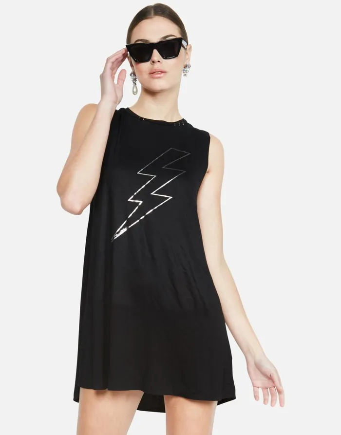 Women039s Deanna Lightning Star Black Lauren Moshi Dresses