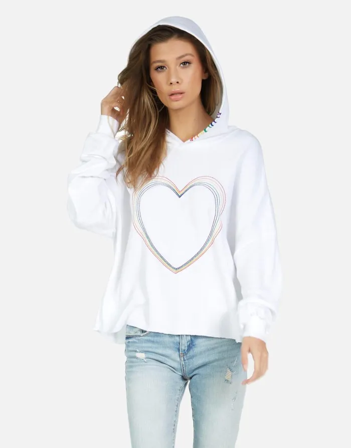 Women039s Dita Rainbow Heart White Lauren Moshi Hoodies