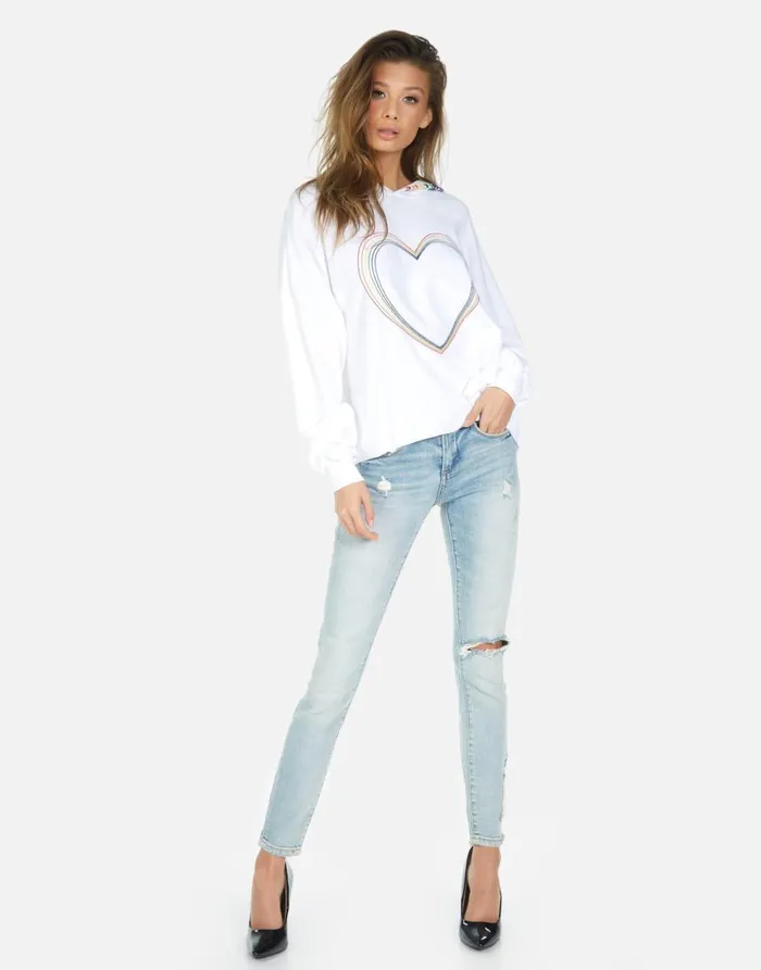 Women039s Dita Rainbow Heart White Lauren Moshi Hoodies