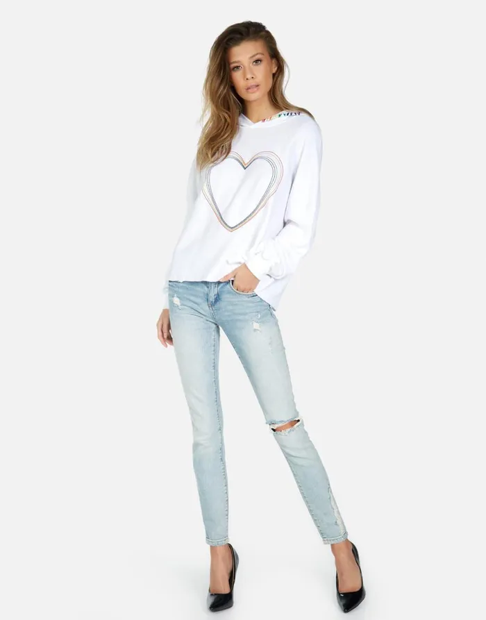 Women039s Dita Rainbow Heart White Lauren Moshi Hoodies
