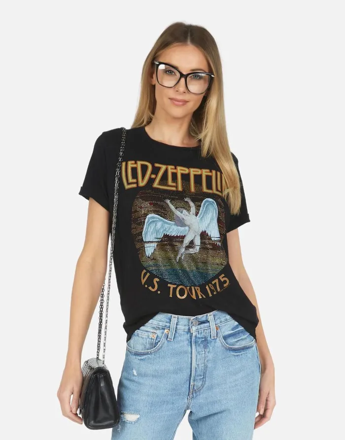 Women039s Edda Led Zeppelin Black Lauren Moshi Short Sleeve