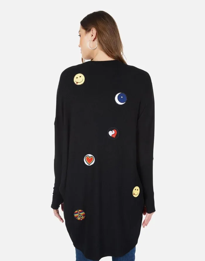 Women039s Irina Hippie Peace Love Black Lauren Moshi Sweaters and Knits