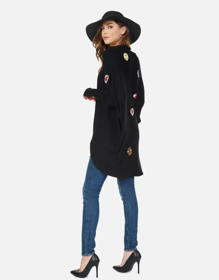 Women039s Irina Hippie Peace Love Black Lauren Moshi Sweaters and Knits
