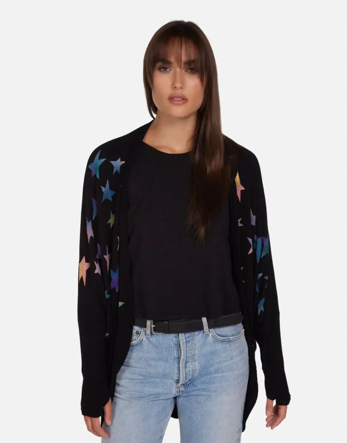 Women039s Irina Rainbow Stars Black Lauren Moshi Sweaters and Knits