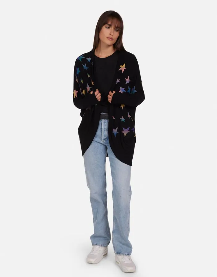 Women039s Irina Rainbow Stars Black Lauren Moshi Sweaters and Knits