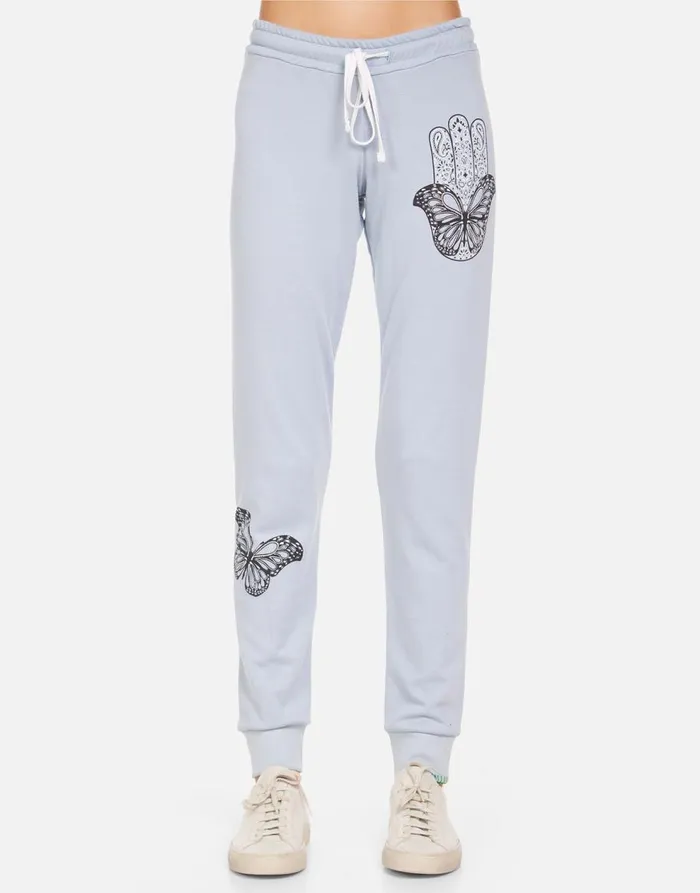 Women039s Jess Butterfly Hamsa Dusty Blue Lauren Moshi Long Sweatpants