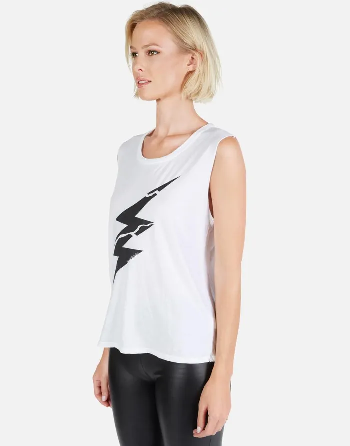 Women039s Kel Cracked Lightning Bolt White Lauren Moshi Tanks