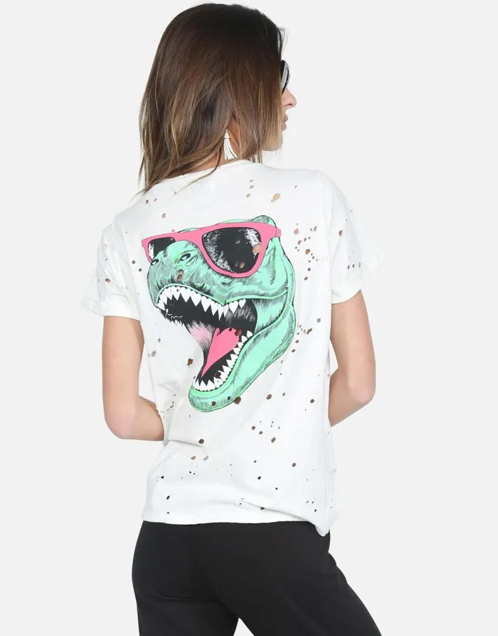 Women039s Limp Heart TRex White Lauren Moshi Short Sleeve